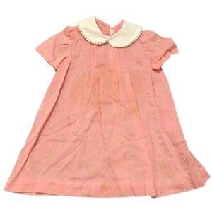 Vintage A-Line Dress Light Pink Embroidered Floral Hearts